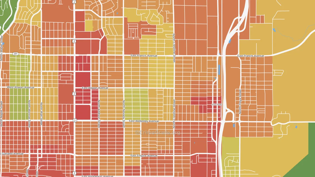 Whitman, Spokane, WA Map of Theft Rates