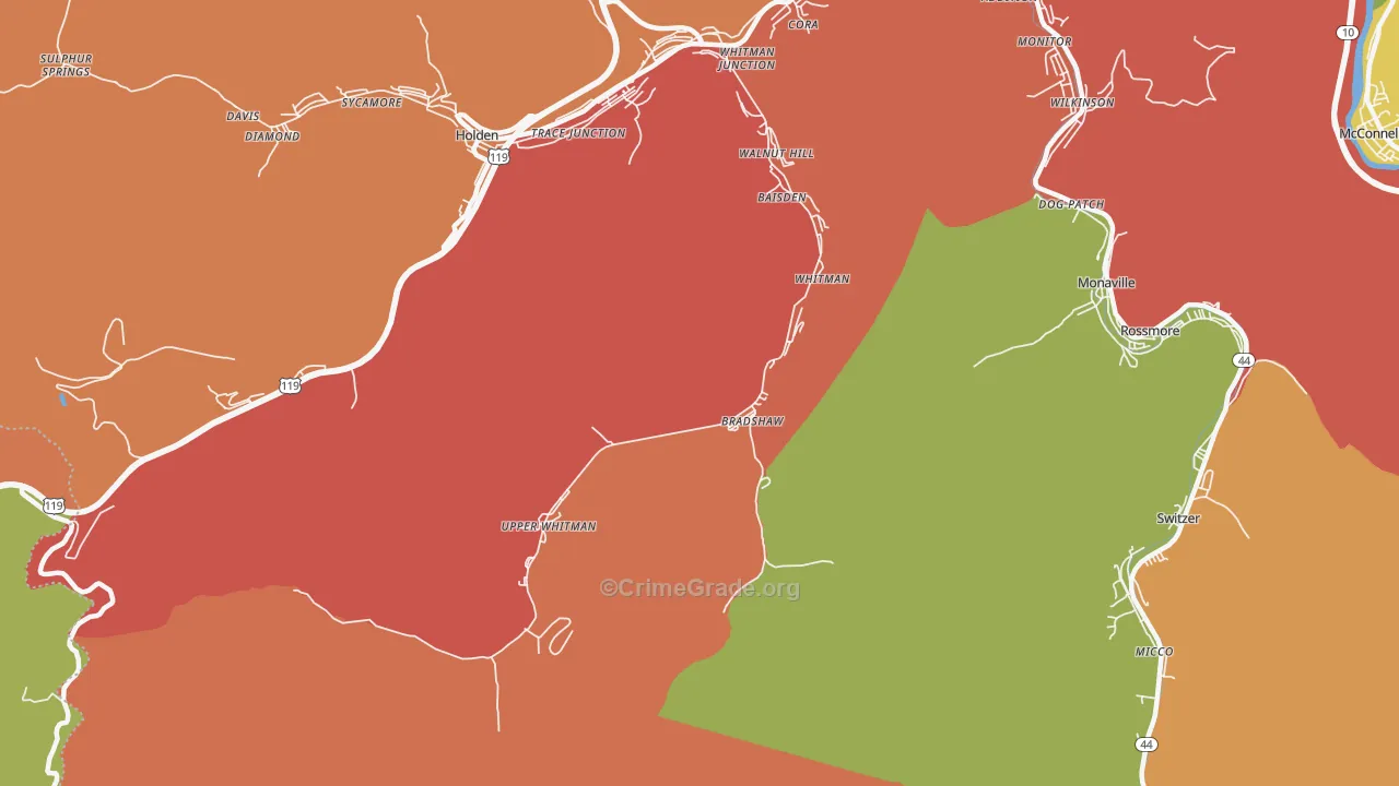 Whitman, WV Map of Theft Rates