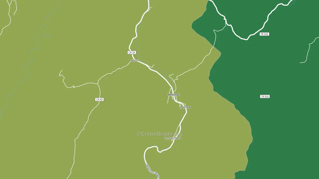 Whitmer, WV Map of Theft Rates