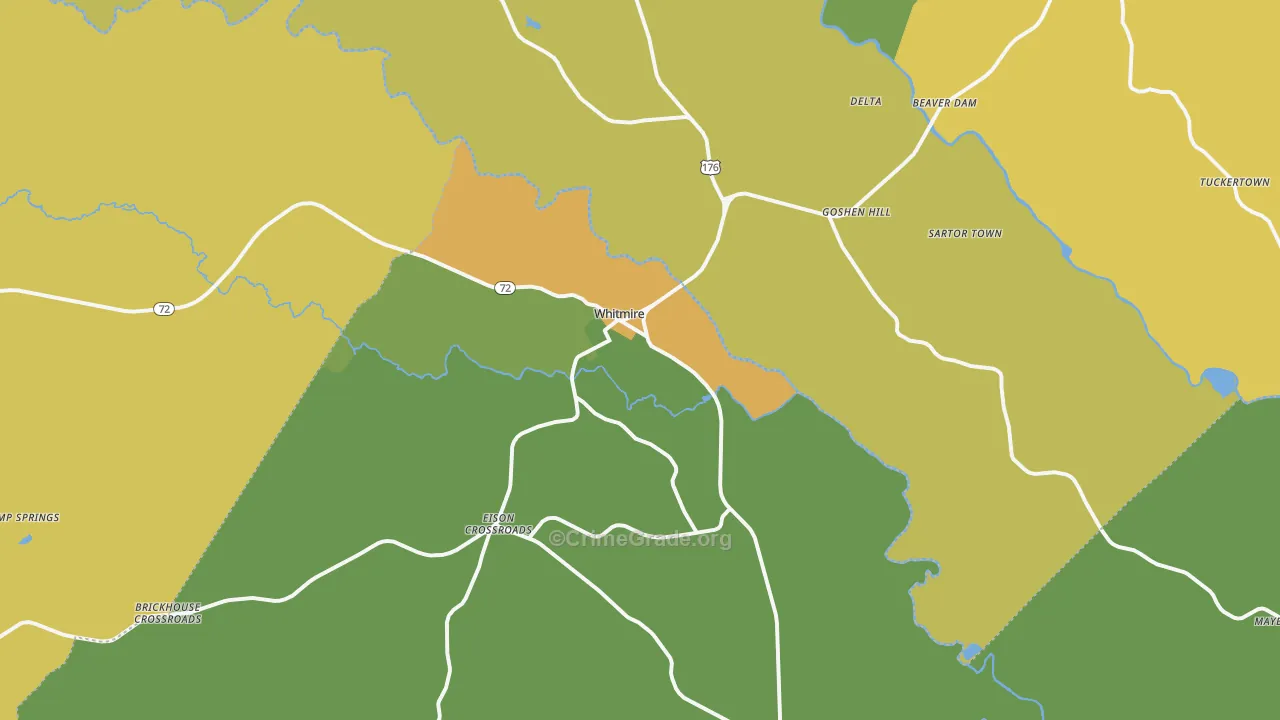 Whitmire, SC Map of Theft Rates