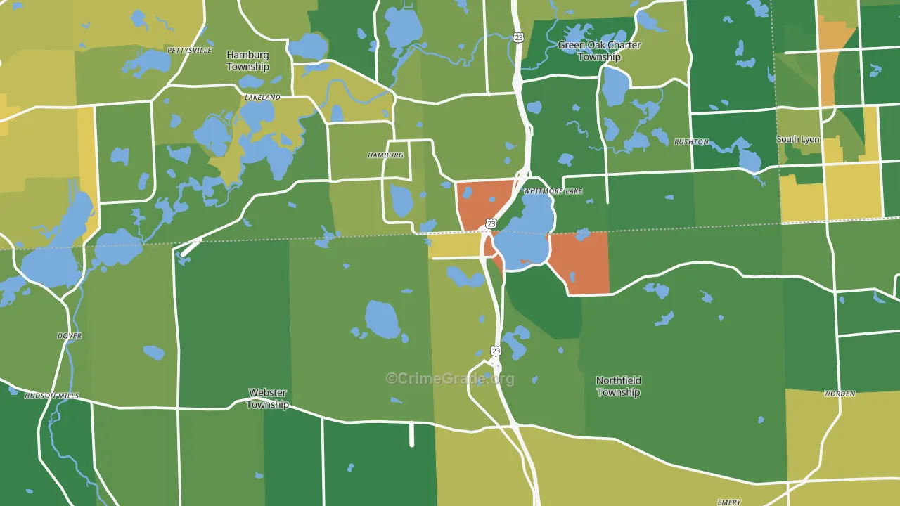 Whitmore Lake, MI Map of Theft Rates