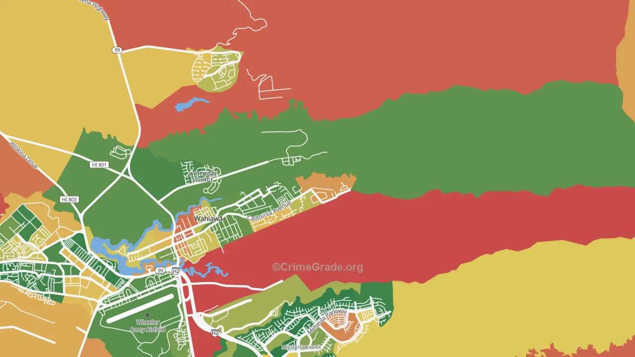Whitmore Village, HI Map of Theft Rates