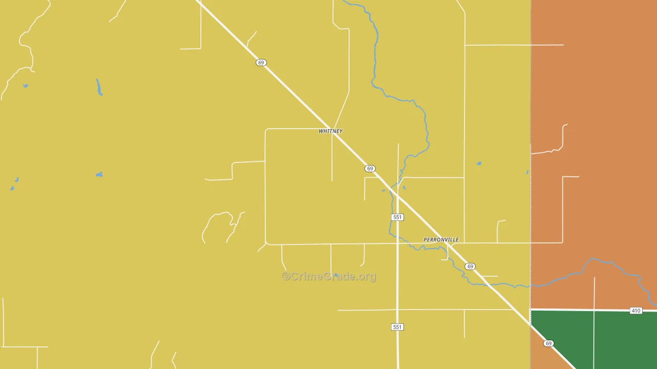 Whitney, MI Map of Theft Rates