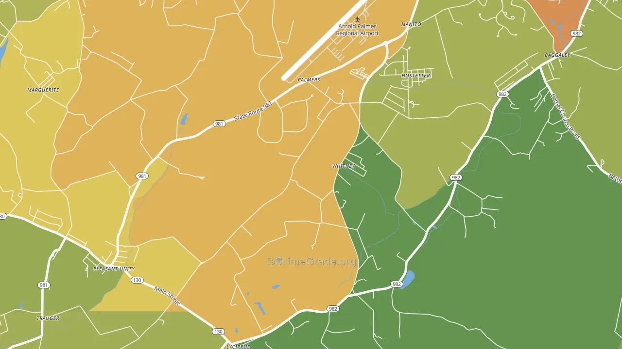 Whitney, PA Map of Theft Rates