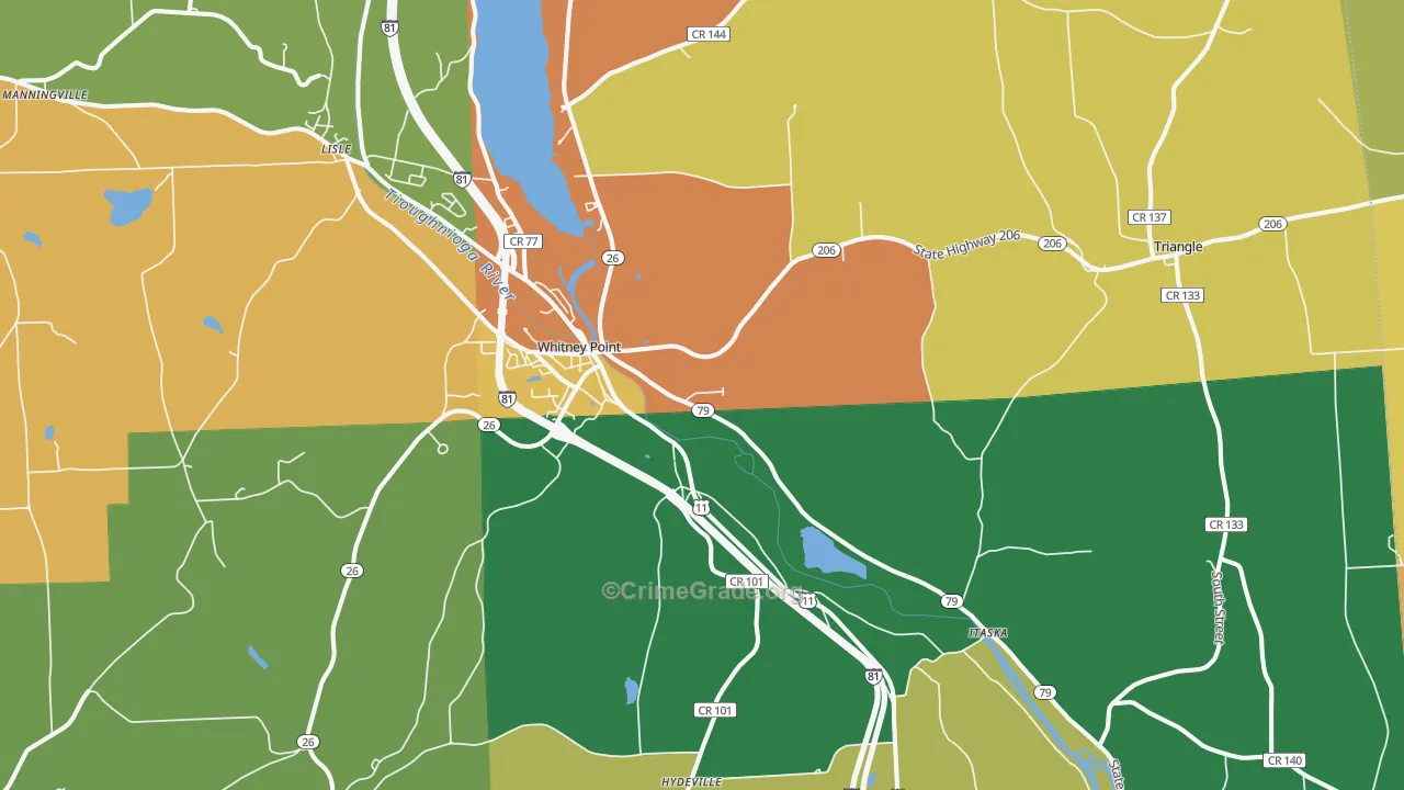 Whitney Point, NY Map of Theft Rates