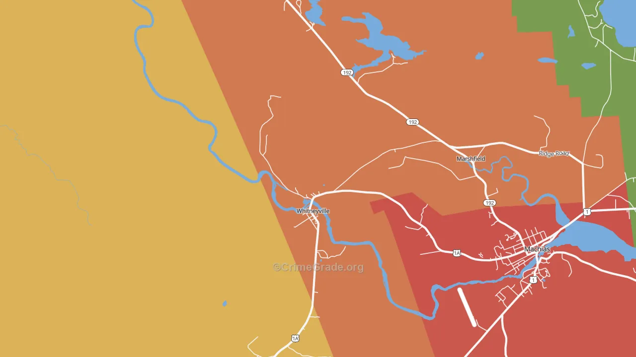 Whitneyville, ME Map of Theft Rates
