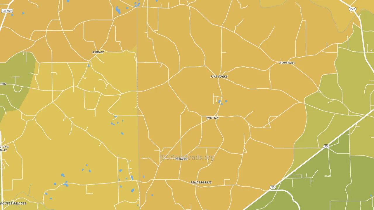 Whiton, AL Map of Theft Rates