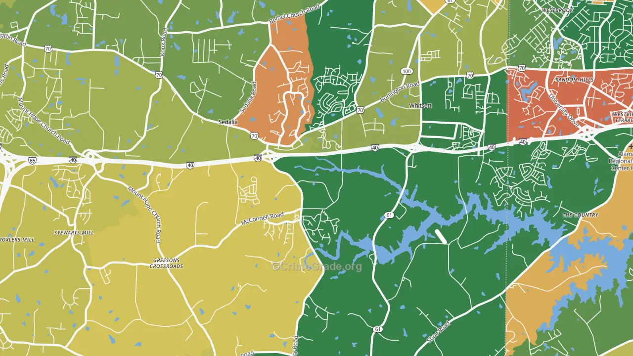 Whitsett, NC Map of Theft Rates