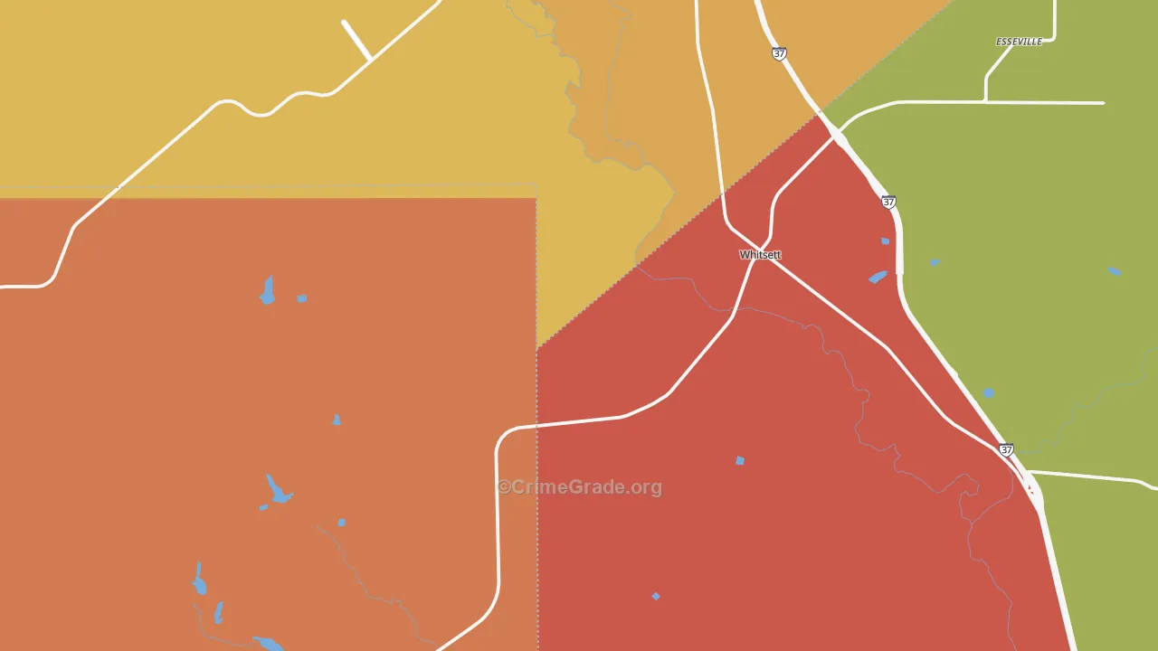 Whitsett, TX Map of Theft Rates