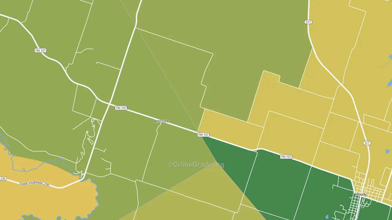 Whitson, TX Map of Theft Rates