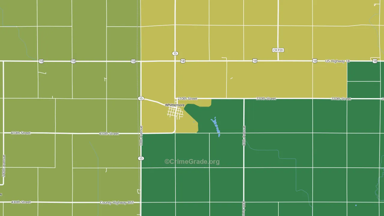 Whittemore, IA Map of Theft Rates