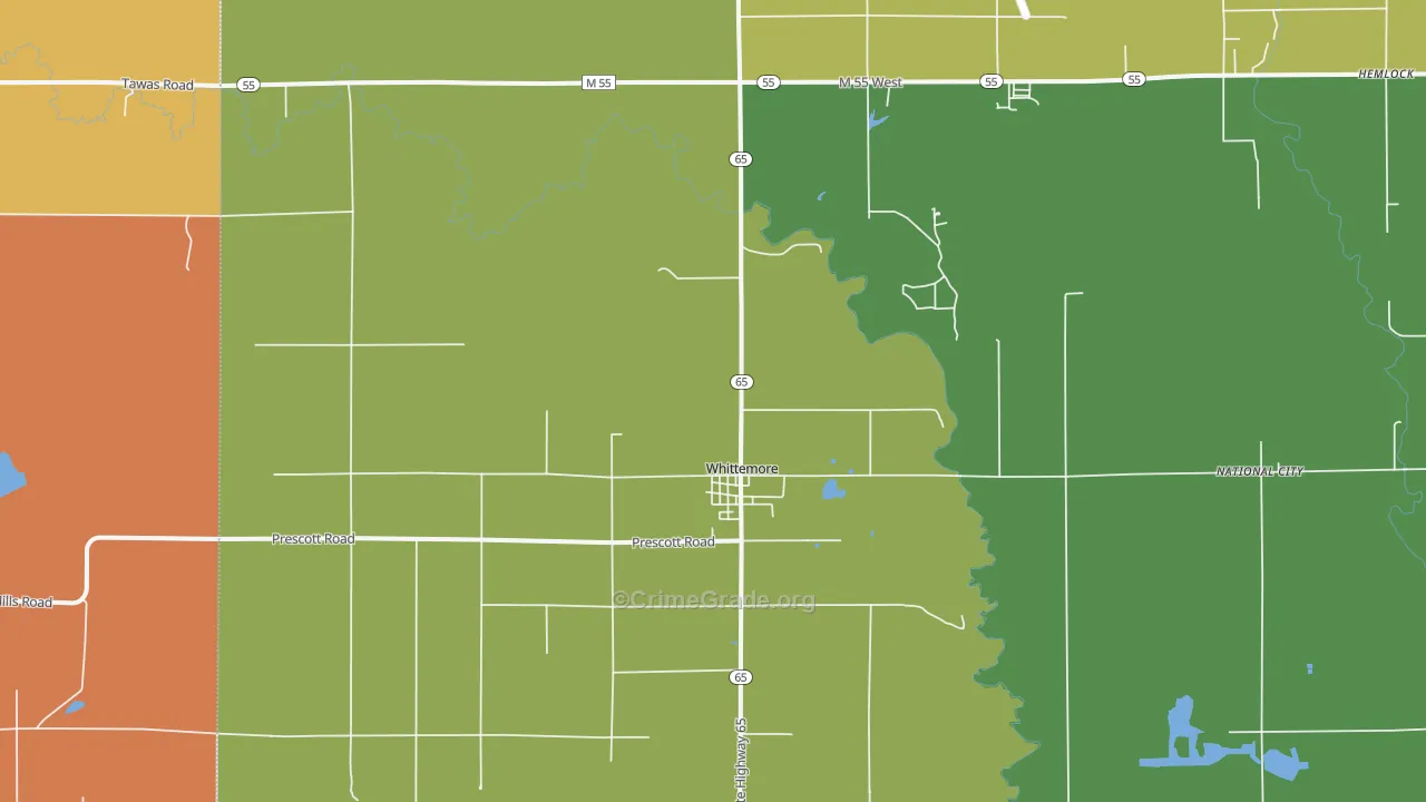 Whittemore, MI Map of Theft Rates