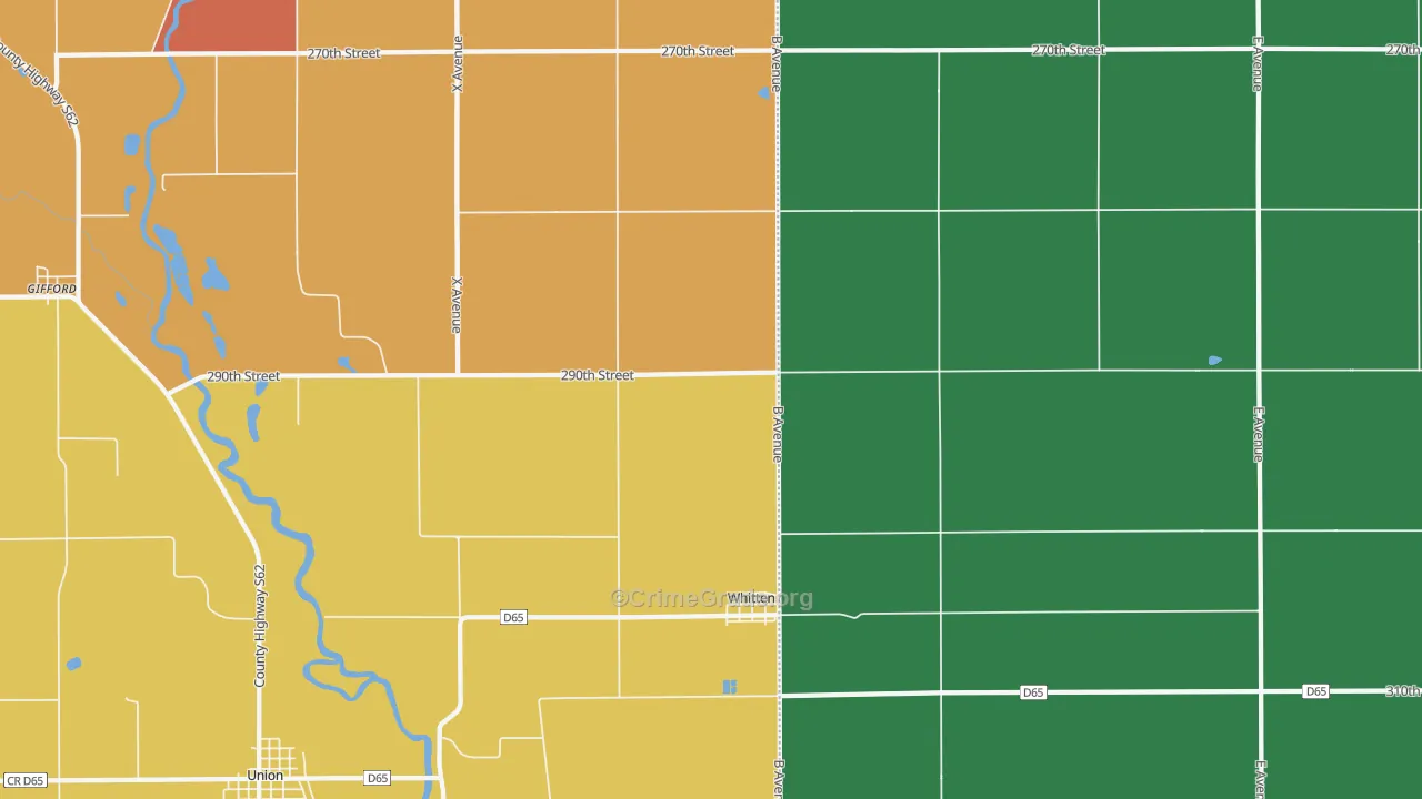 Whitten, IA Map of Theft Rates