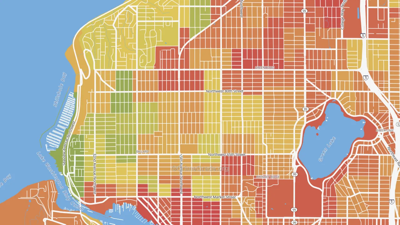Whittier Heights, Seattle, WA Map of Theft Rates