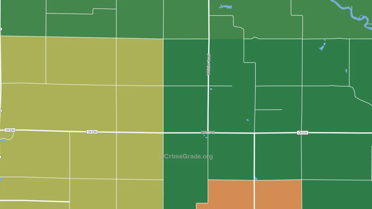 Whittier, IA Map of Theft Rates