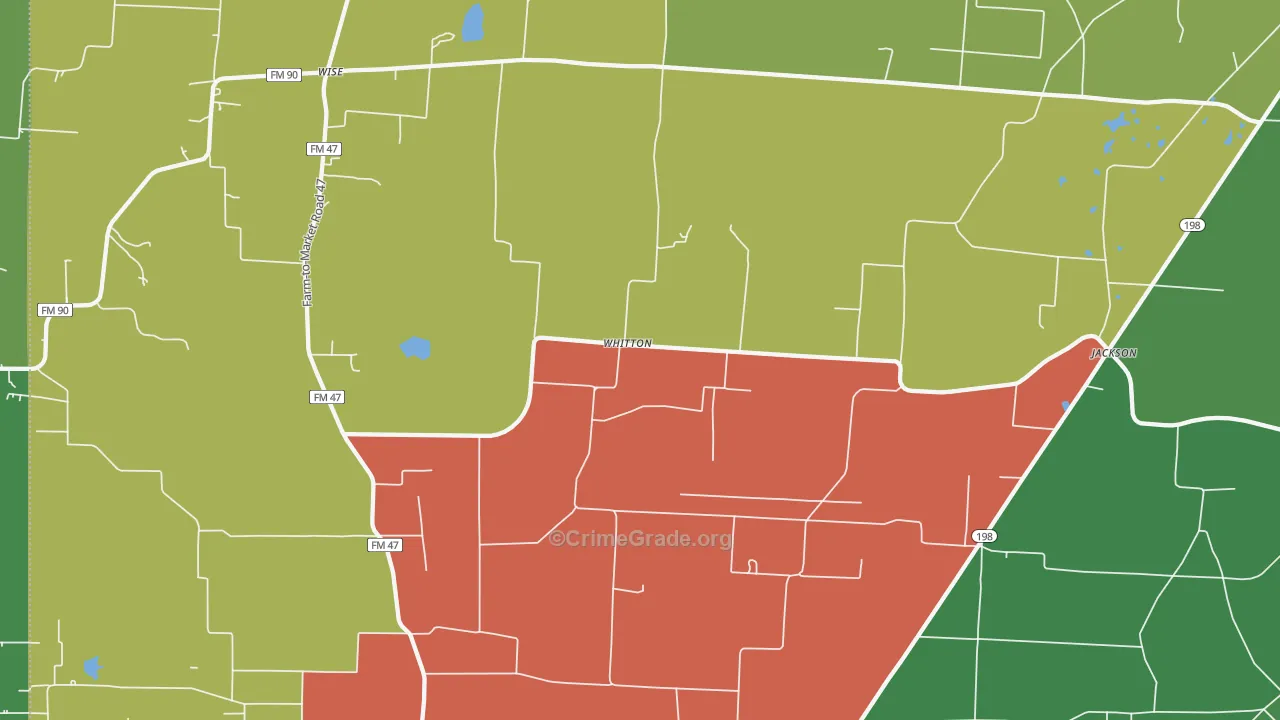 Whitton, TX Map of Theft Rates