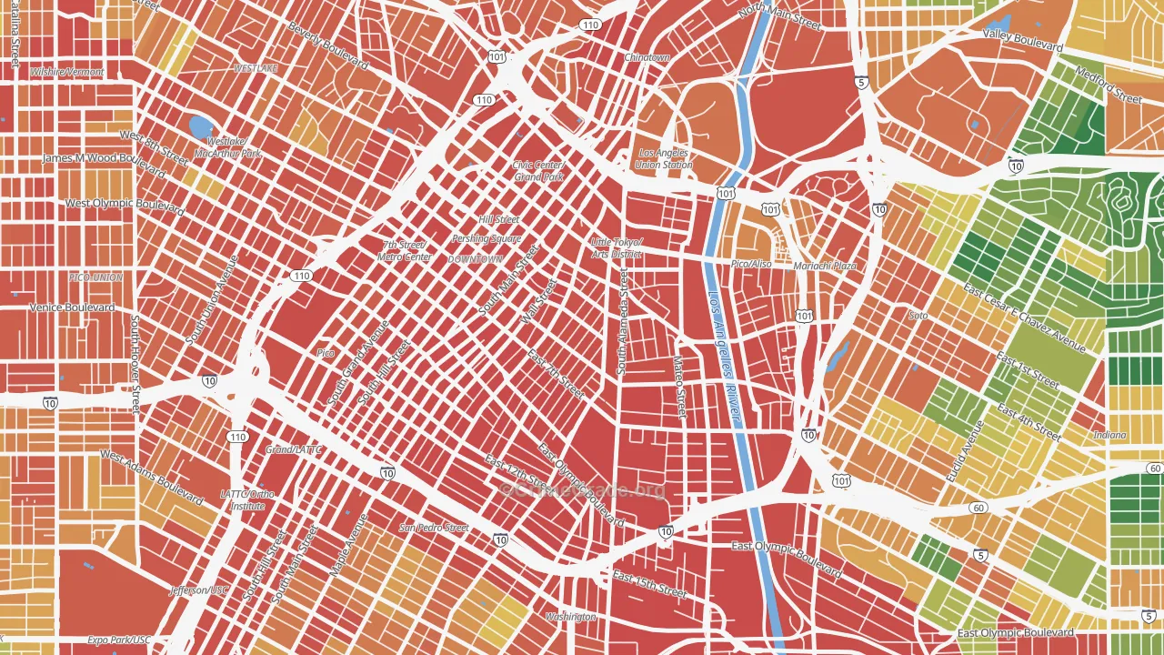 Wholesale District-Skid Row, Los Angeles, CA Map of Theft Rates