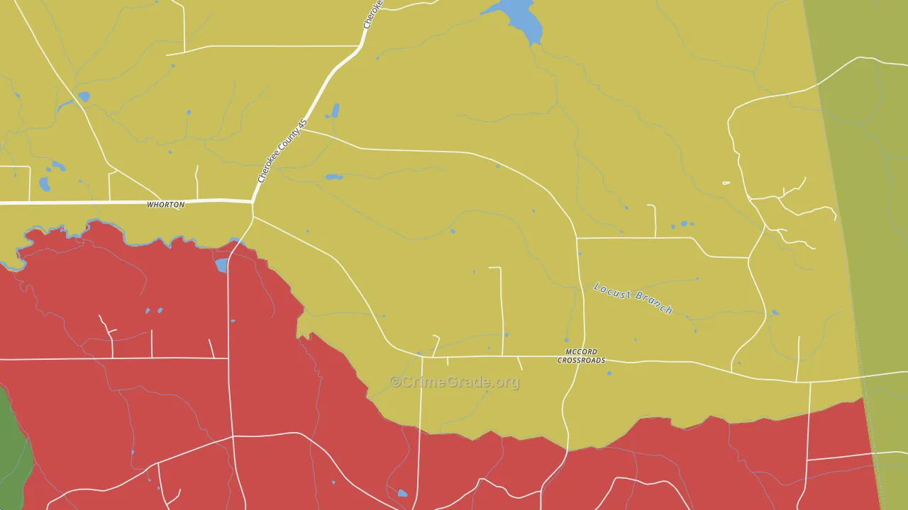 Whorton, AL Map of Theft Rates