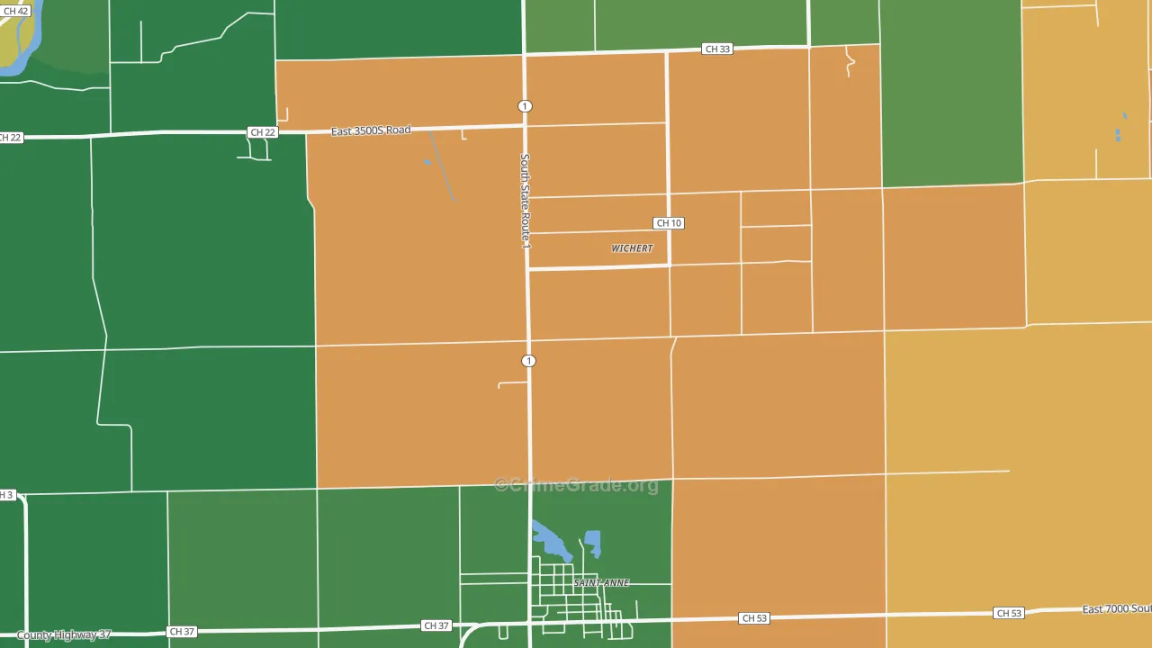 Wichert, IL Map of Theft Rates