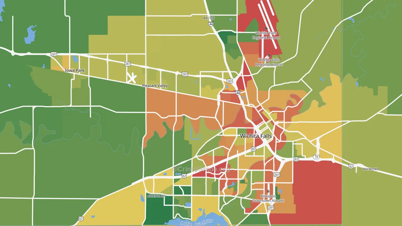 Wichita County, TX Map of Theft Rates