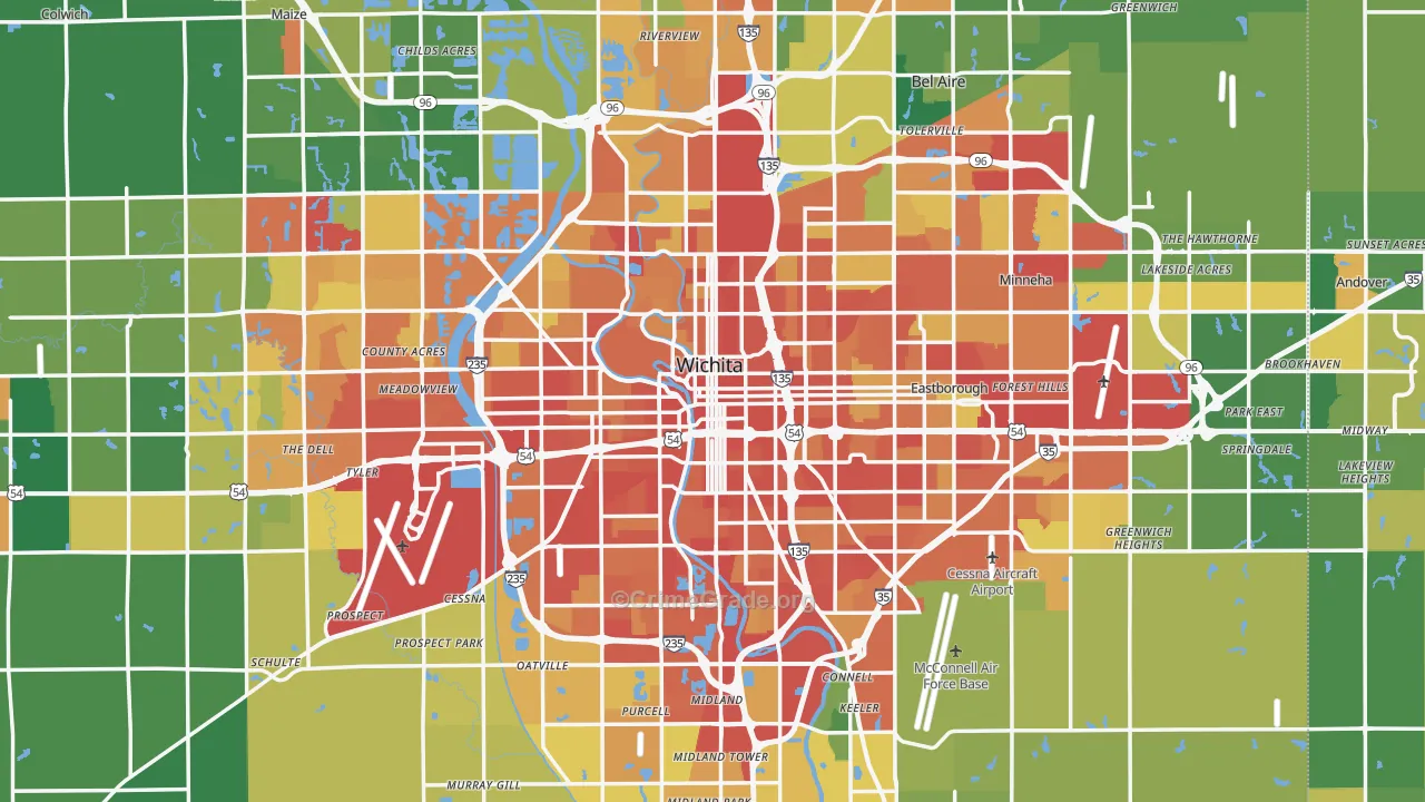 Wichita, KS Map of Theft Rates
