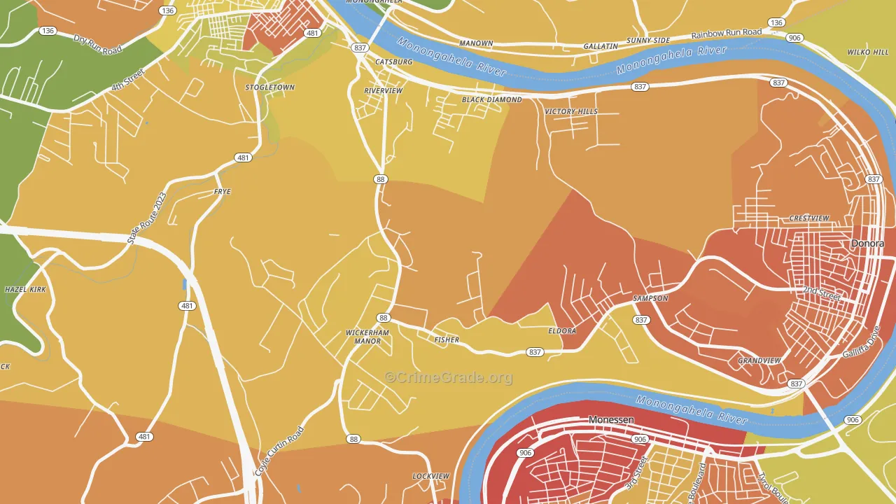 Wickerham Manor-Fisher, PA Map of Theft Rates