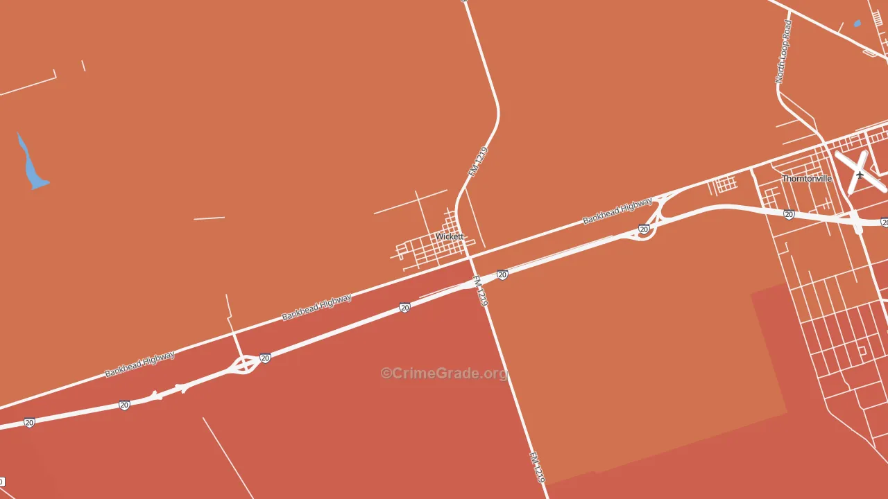 Wickett, TX Map of Theft Rates