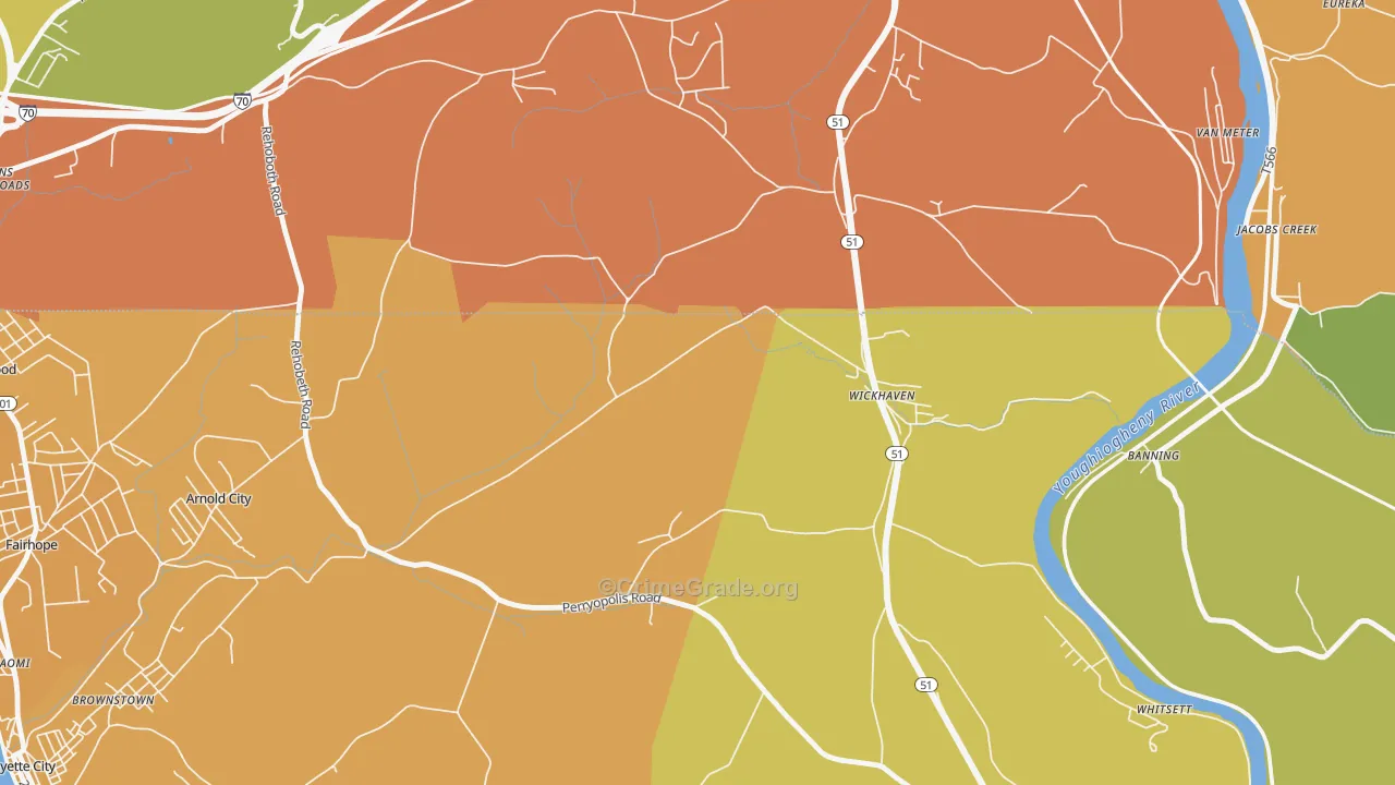 Wickhaven, PA Map of Theft Rates
