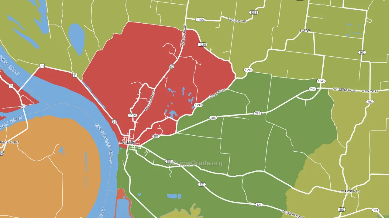 Wickliffe, KY Map of Theft Rates