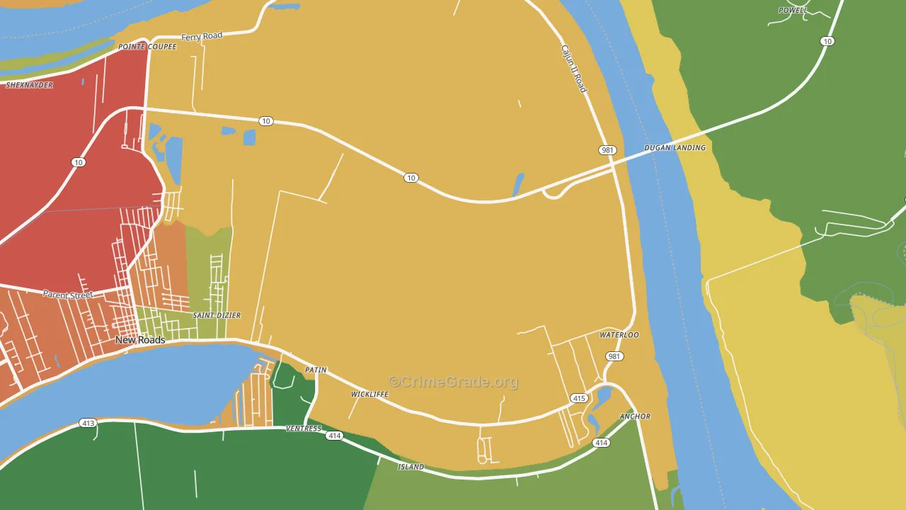 Wickliffe, LA Map of Theft Rates