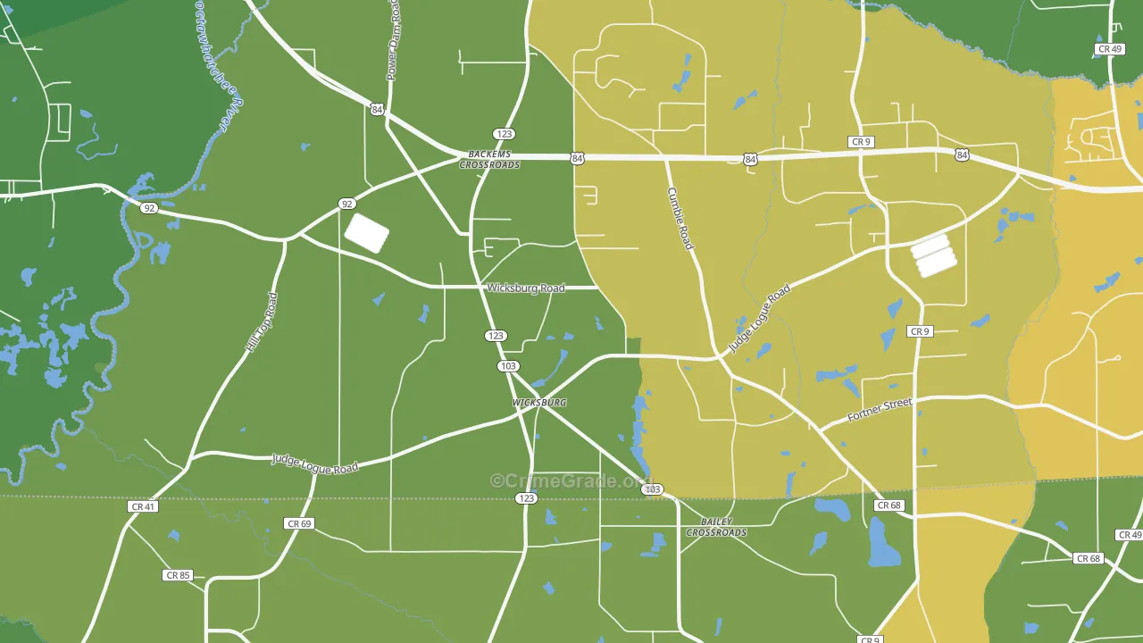 Wicksburg, AL Map of Theft Rates