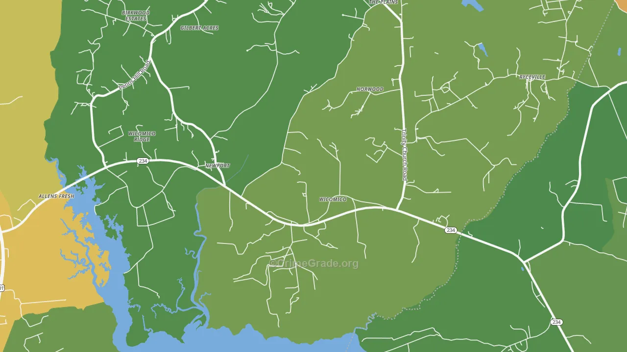 Wicomico, MD Map of Theft Rates