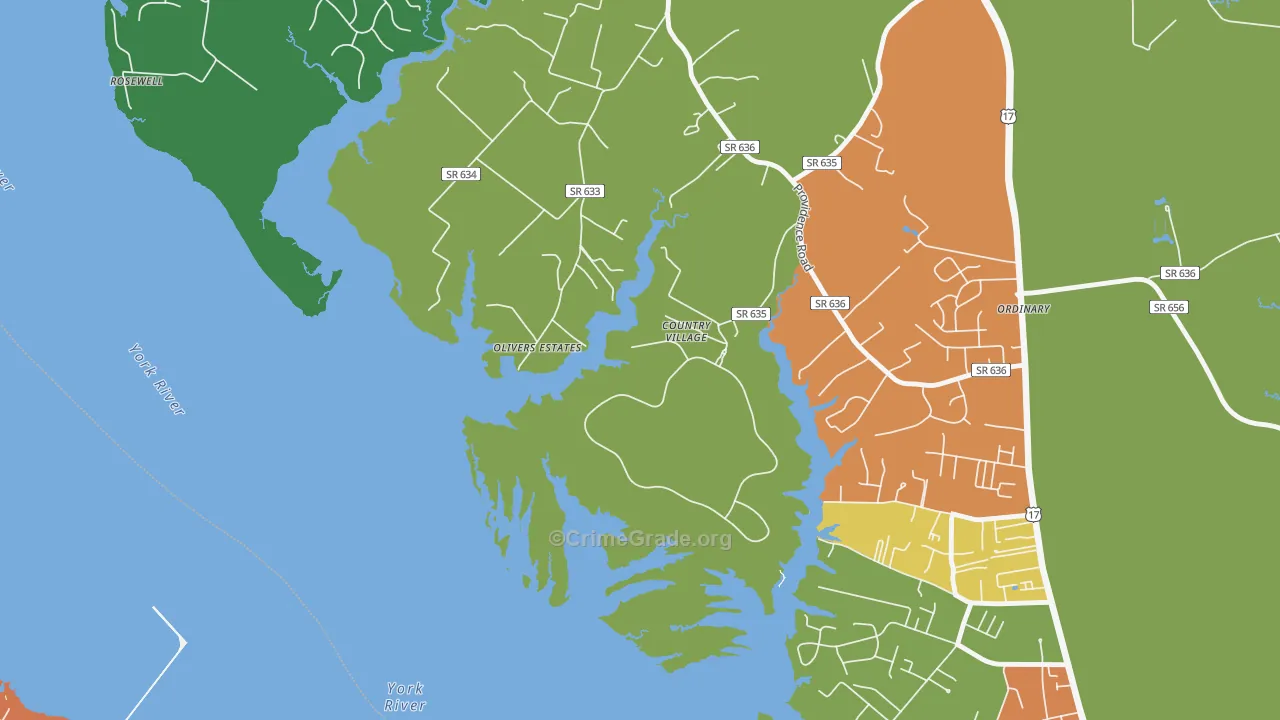 Wicomico, VA Map of Theft Rates