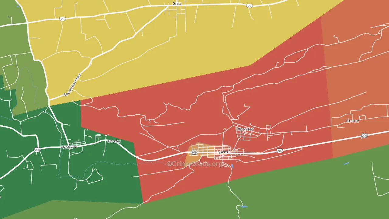 Wiconisco, PA Map of Theft Rates