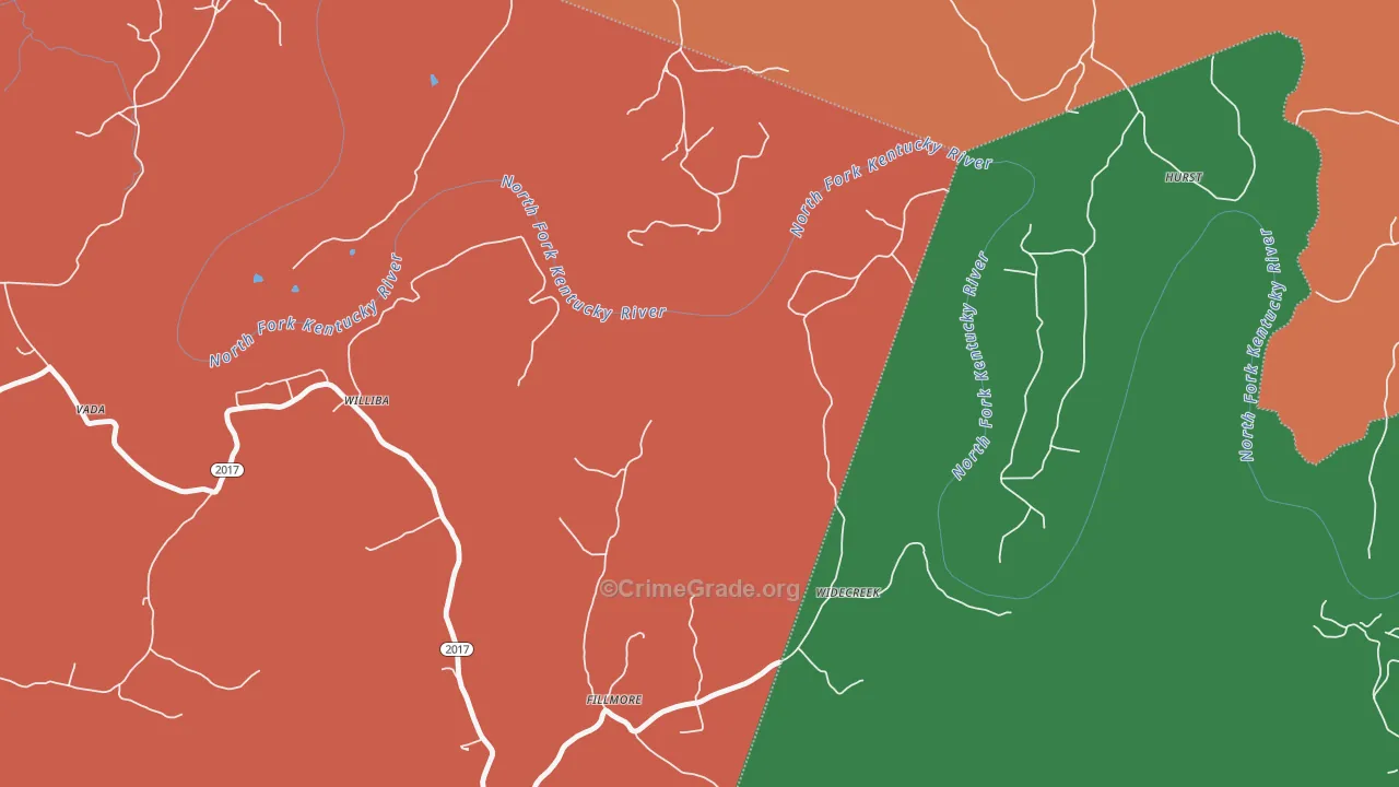 Widecreek, KY Map of Theft Rates