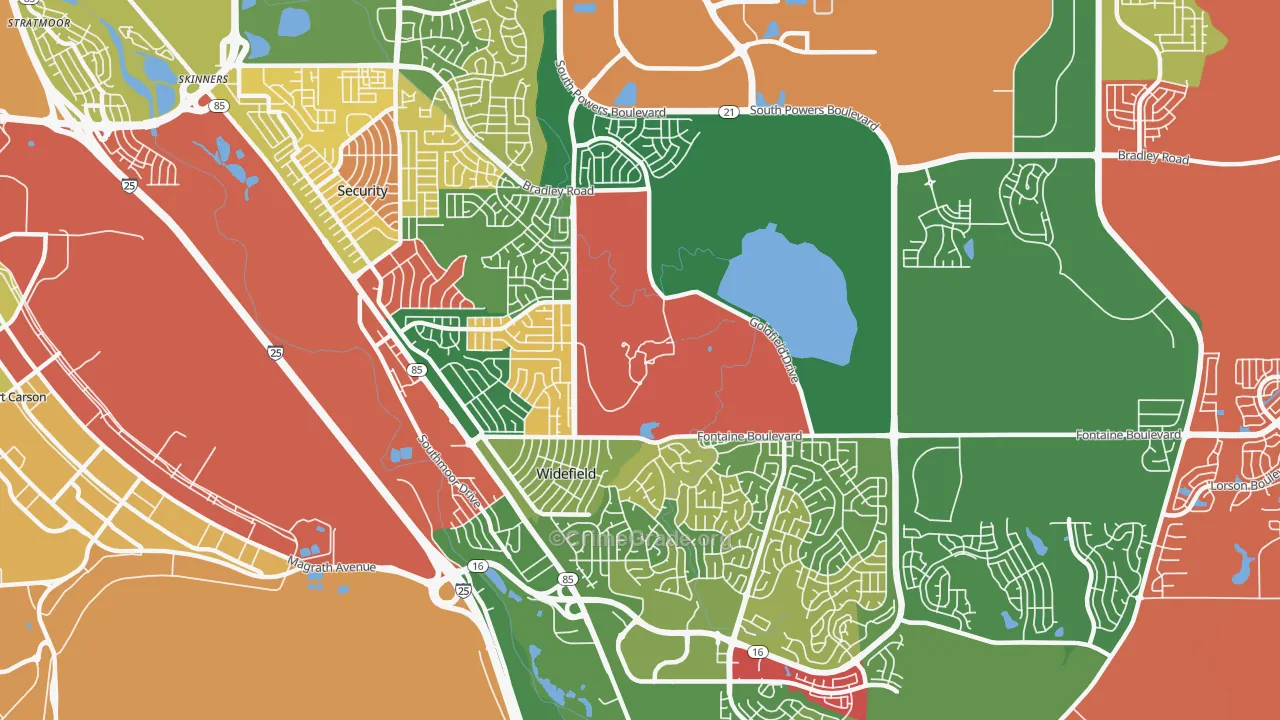 Widefield, Security-Widefield, CO Map of Theft Rates