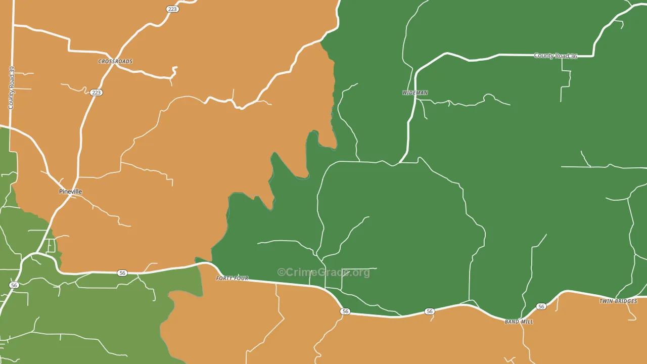 Wideman, AR Map of Theft Rates