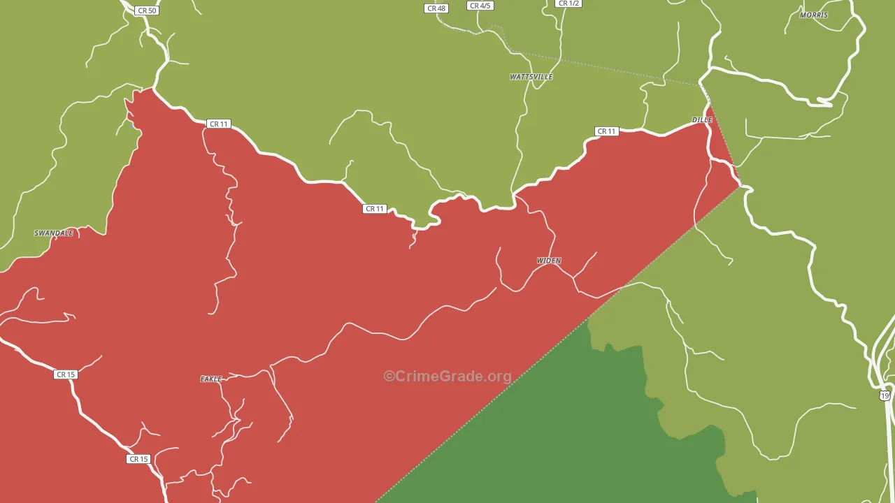 Widen, WV Map of Theft Rates