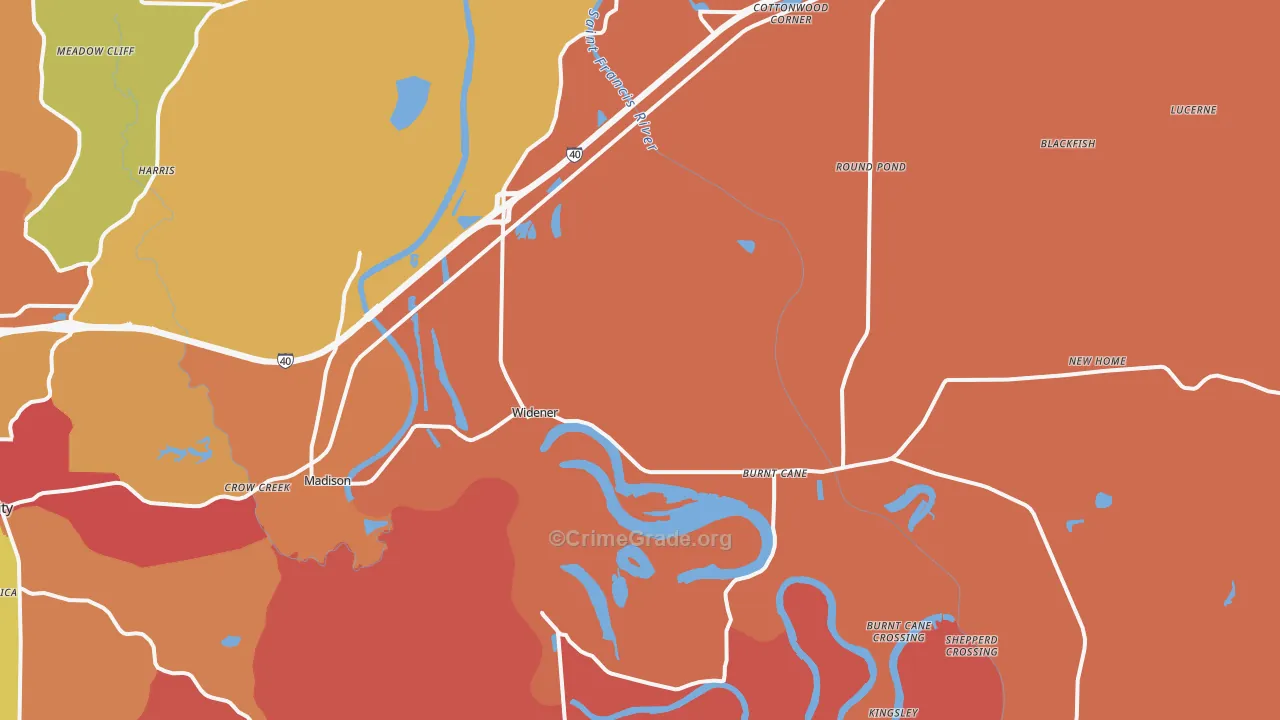 Widener, AR Map of Theft Rates