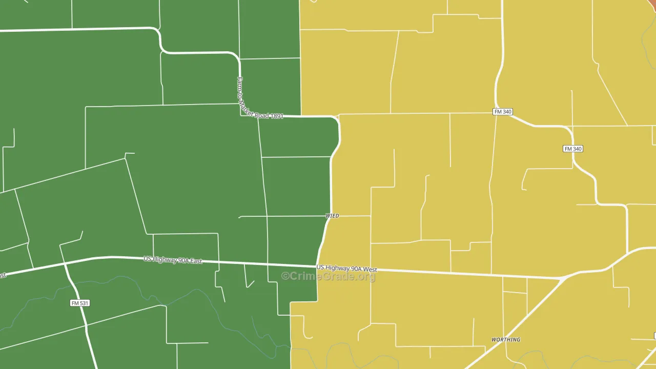 Wied, TX Map of Theft Rates