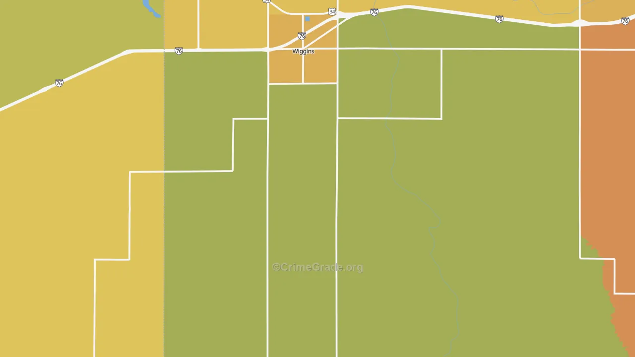 Wiggins, CO Map of Theft Rates