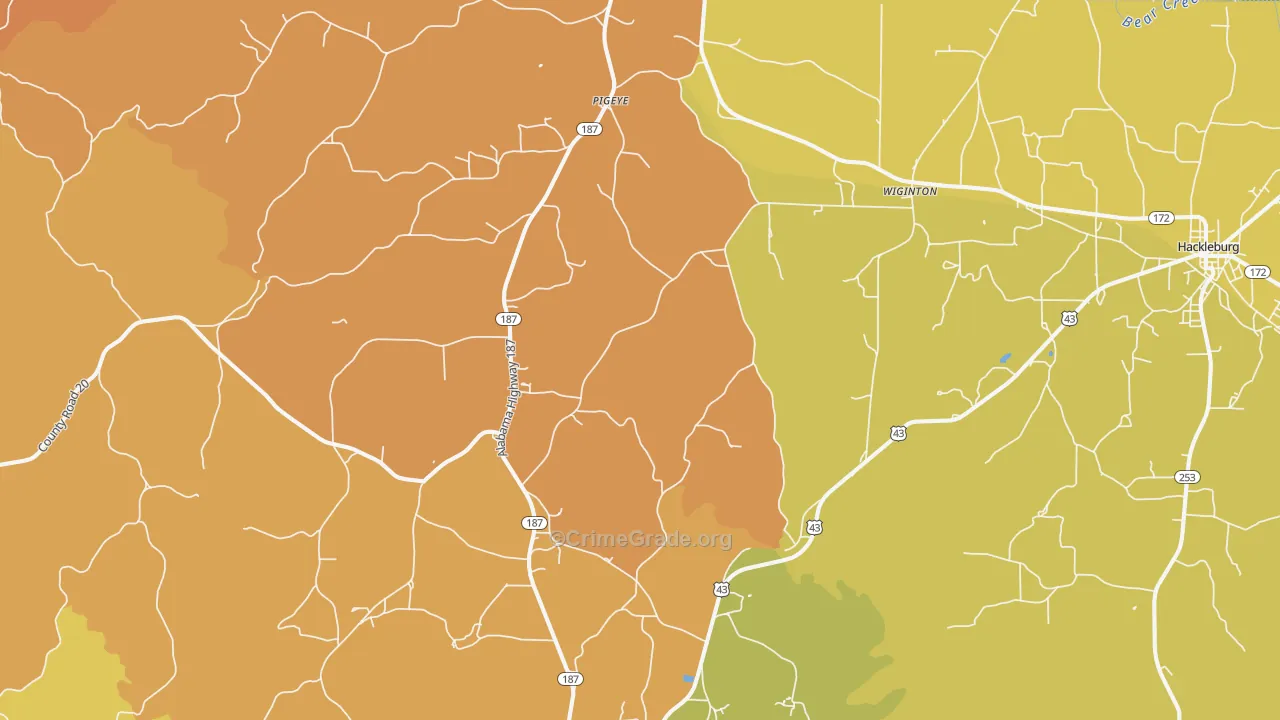 Wiginton, AL Map of Theft Rates