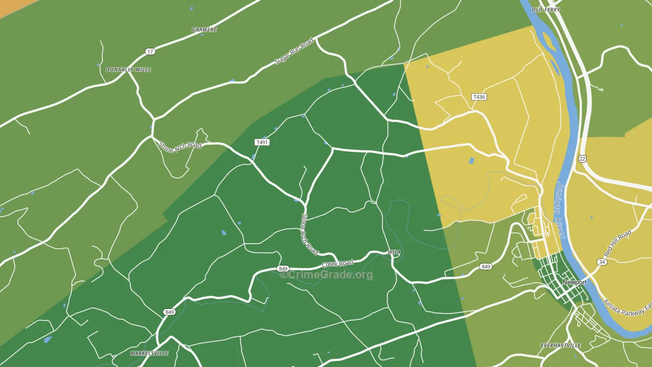 Wila, PA Map of Theft Rates