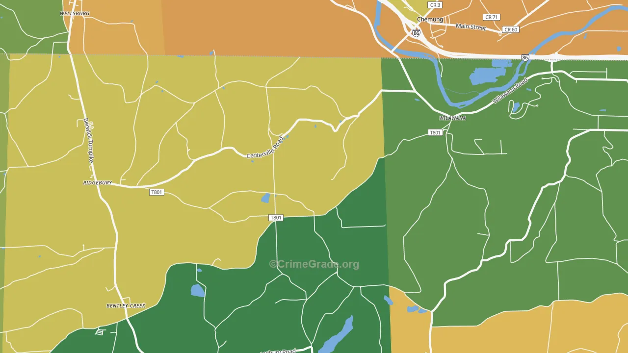 Wilawana, PA Map of Theft Rates