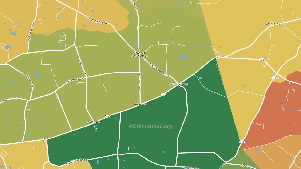 Wilbanks, NC Map of Theft Rates