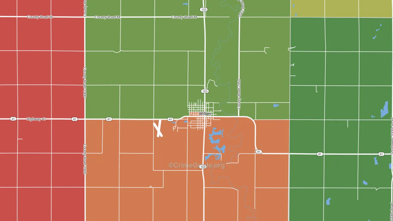 Wilber, NE Map of Theft Rates