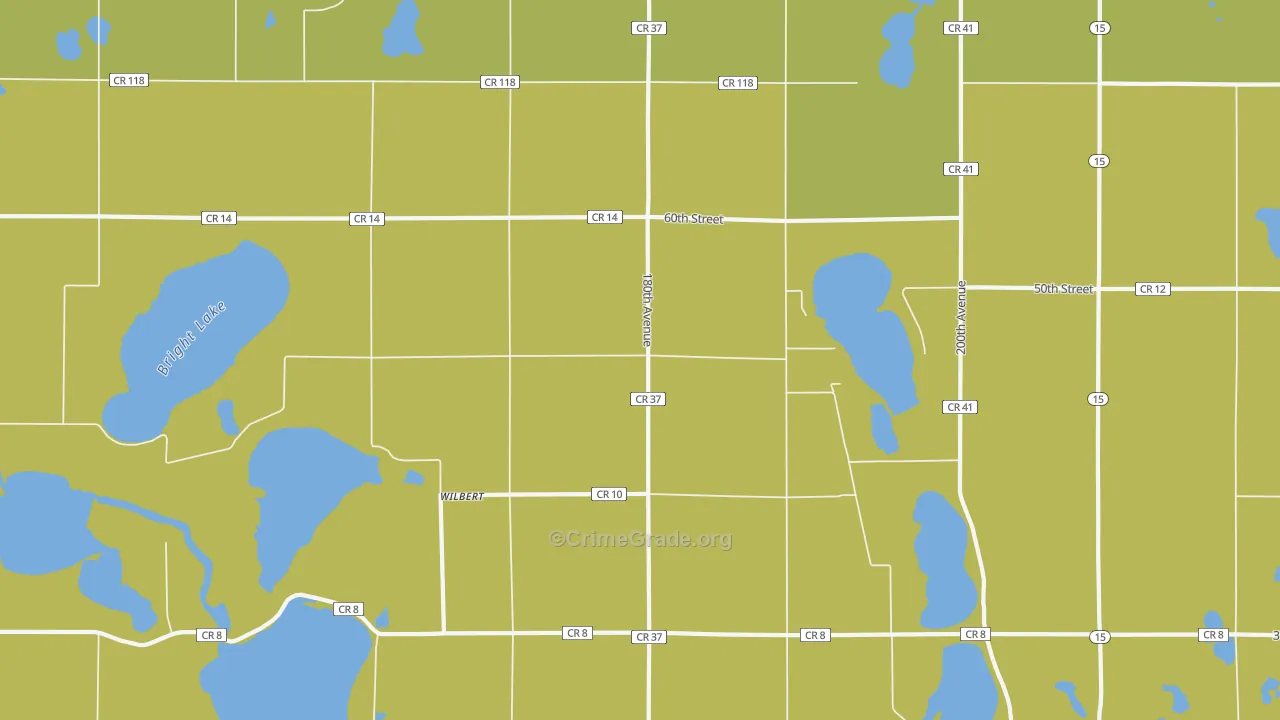 Wilbert, MN Map of Theft Rates