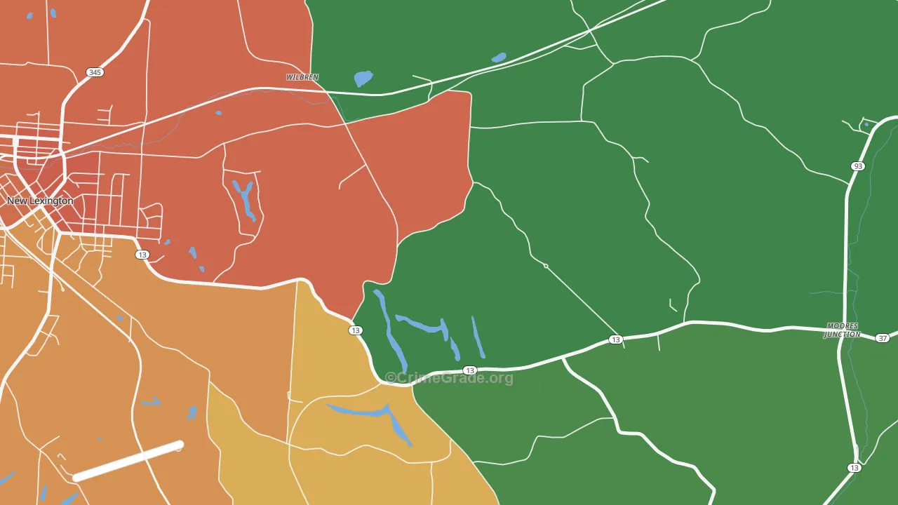 Wilbren, OH Map of Theft Rates