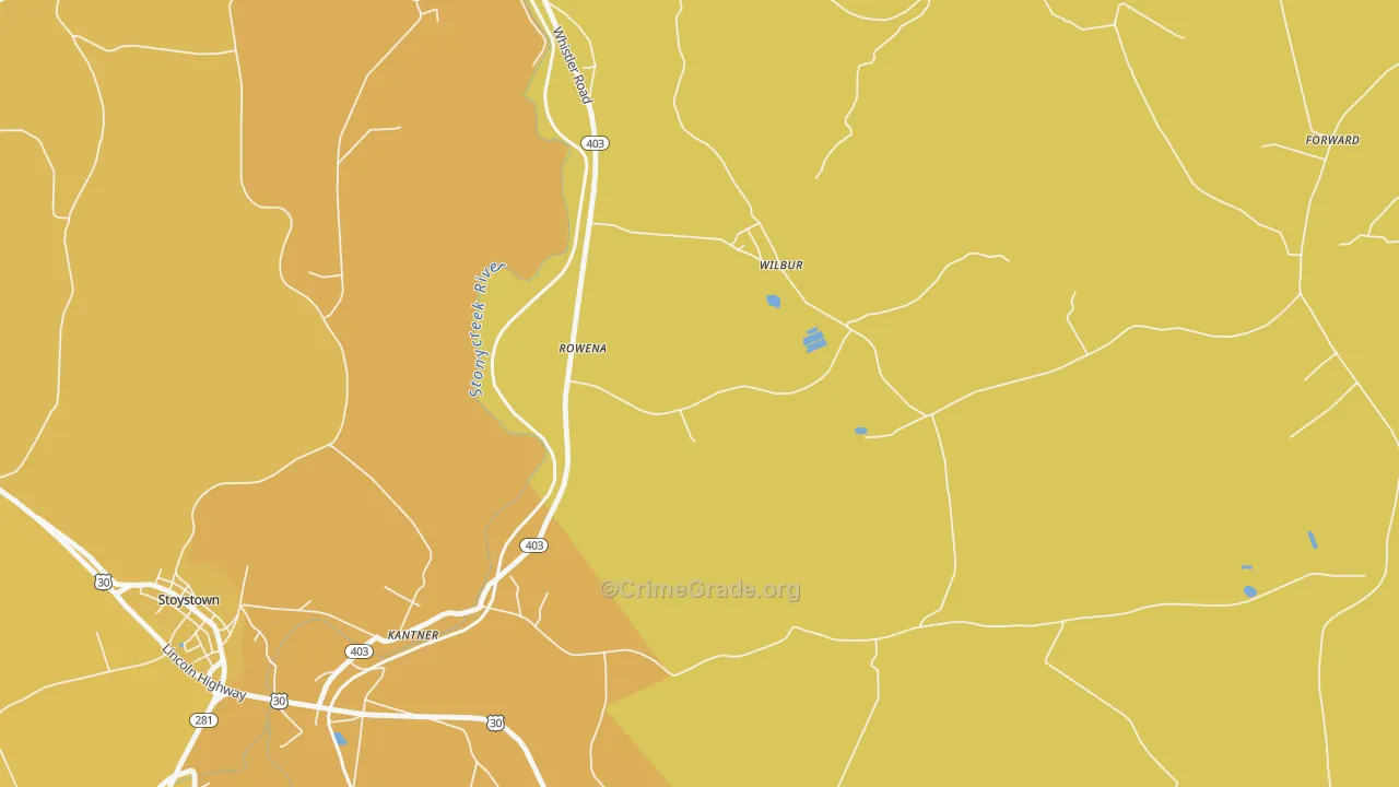 Wilbur, PA Map of Theft Rates