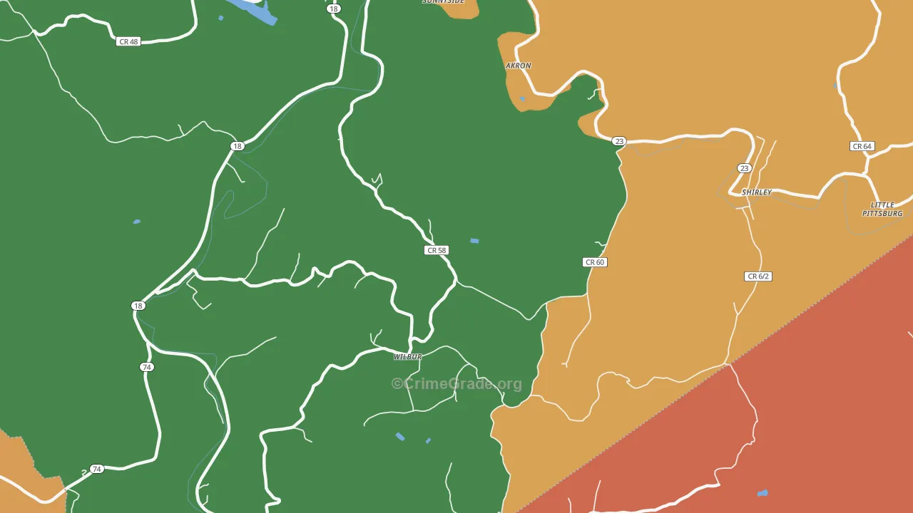 Wilbur, WV Map of Theft Rates